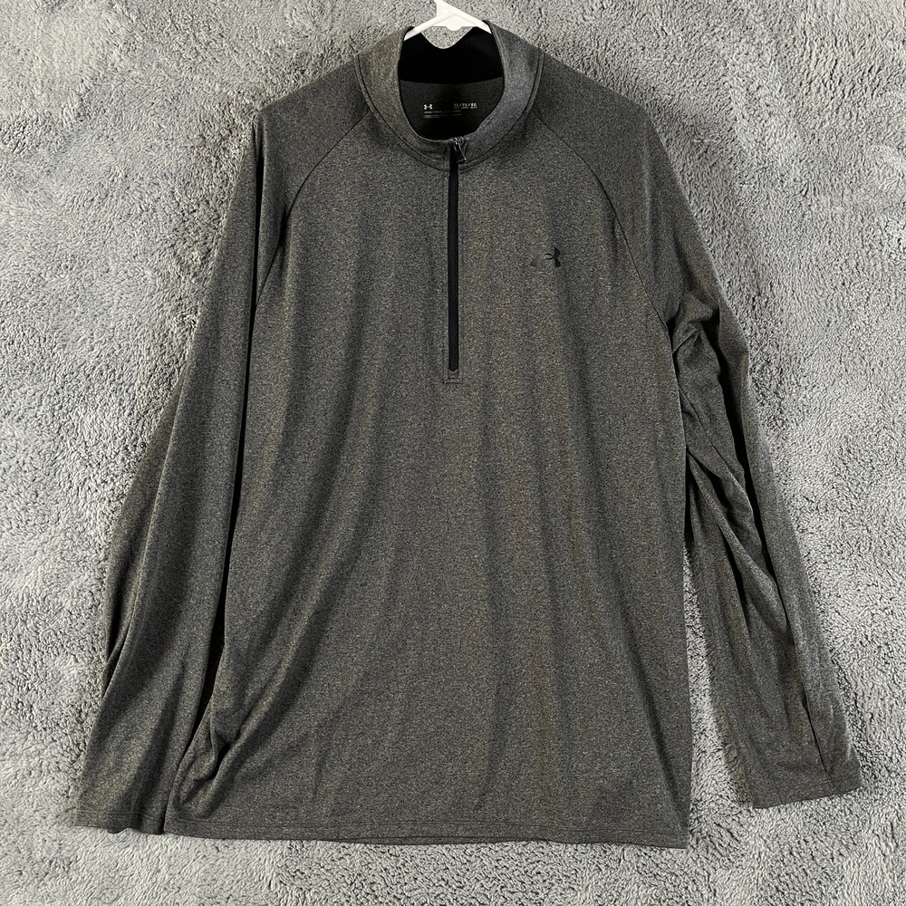 Under Armour 1/4 Zip Pullover Mens XL Dark Gray Loose Fit Long Sleeve Mock Neck